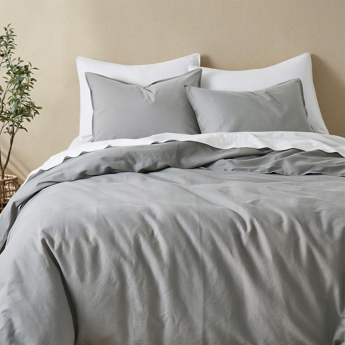 Duvet Cover Set, Linen Cotton Blend, Breathable Construction, Machine-Washable Care for Bedroom Bedding Refresh and Everyday Comfort image 21