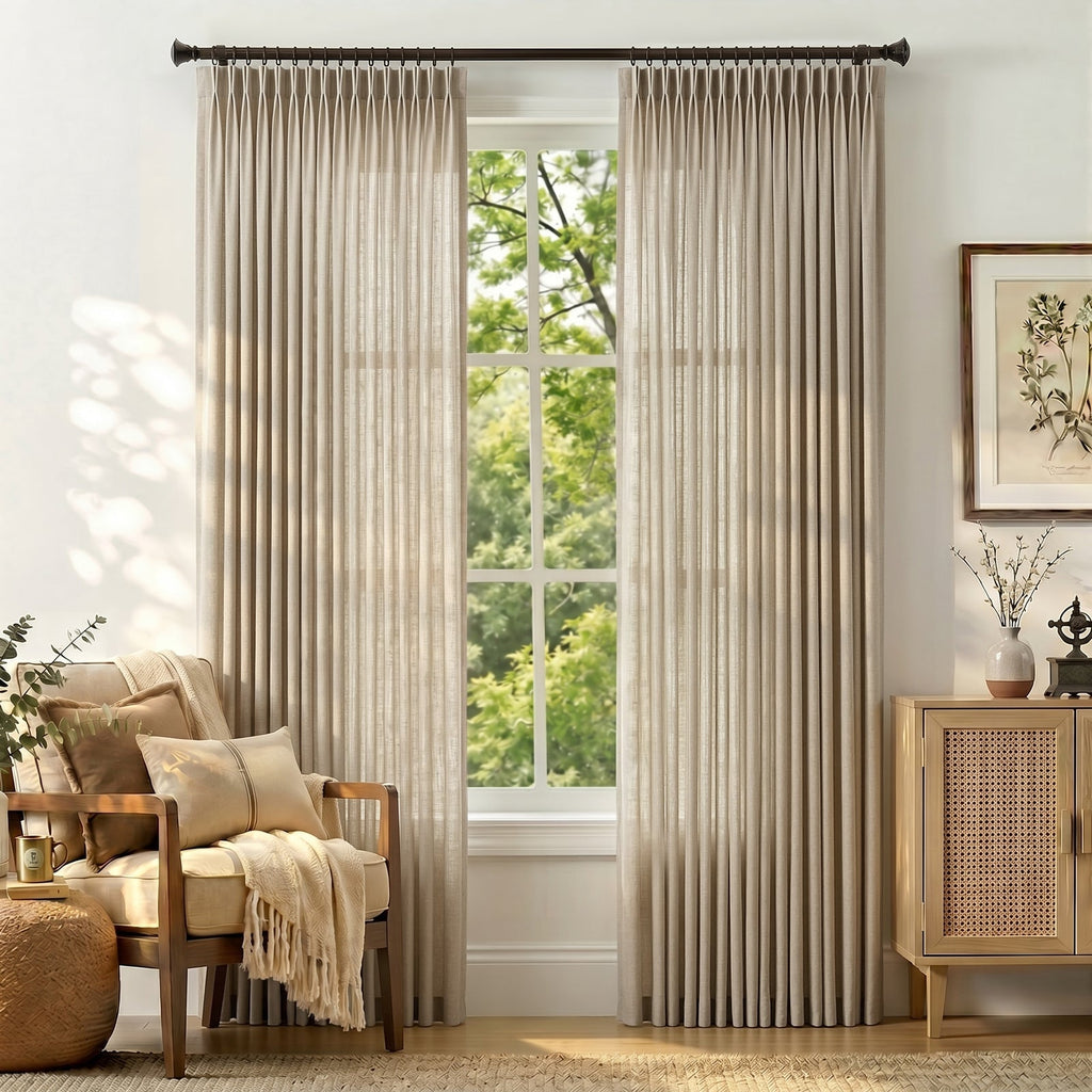 Window Curtain, Pinch Pleat Linen Blend Curtains (2 Panels) for Windows, Room Styling and Everyday Privacy, 4 Sizes and 5 Colors image 21