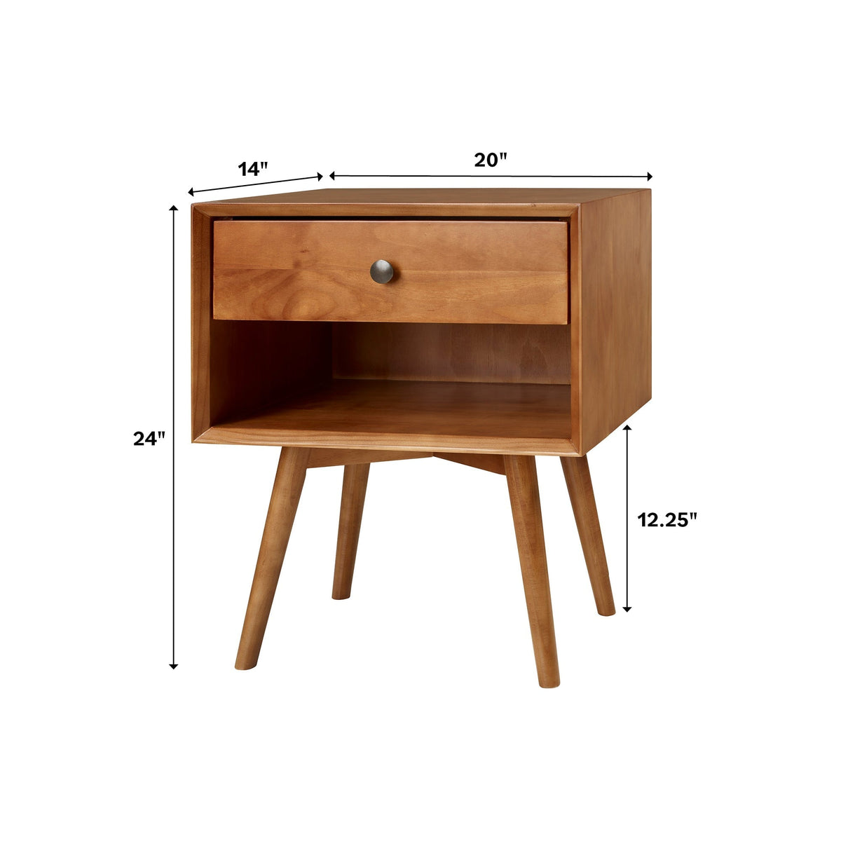 Nightstand, Mid Century Solid Wood Collection 1 or 2 for Bedrooms, Bedside Essentials and Everyday Storage, 2 Color Options image 21