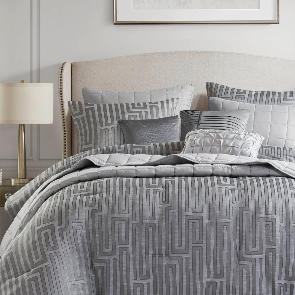 Bed Comforter, Royce 10 Piece Luxury Jacquard Set, Lightweight Design, Machine-Washable Care for Everyday Bedding and Comfortable Sleep image 21