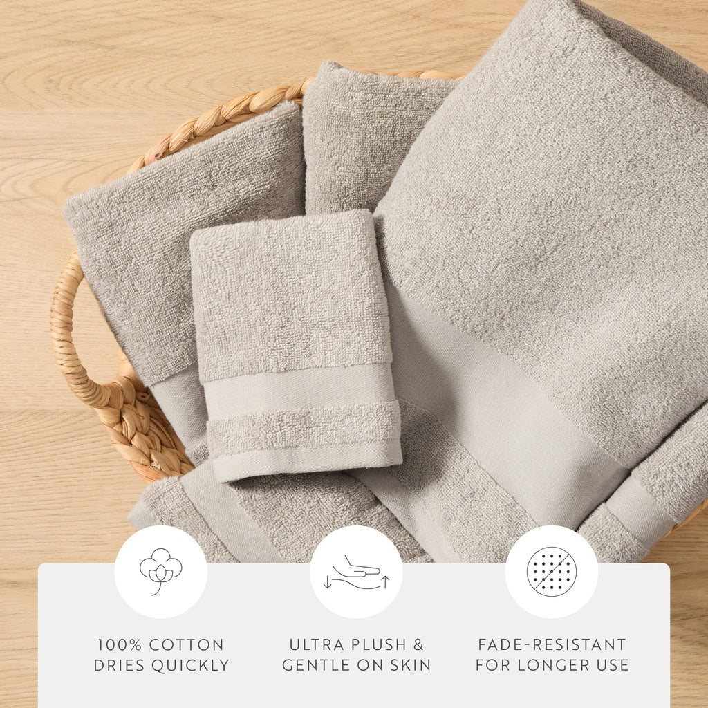 Bath Towel Set, Ultra Soft 100% Cotton 6 Piece, Machine-Washable Care for Home Bathrooms and Everyday Care, 8 Color Options image 21