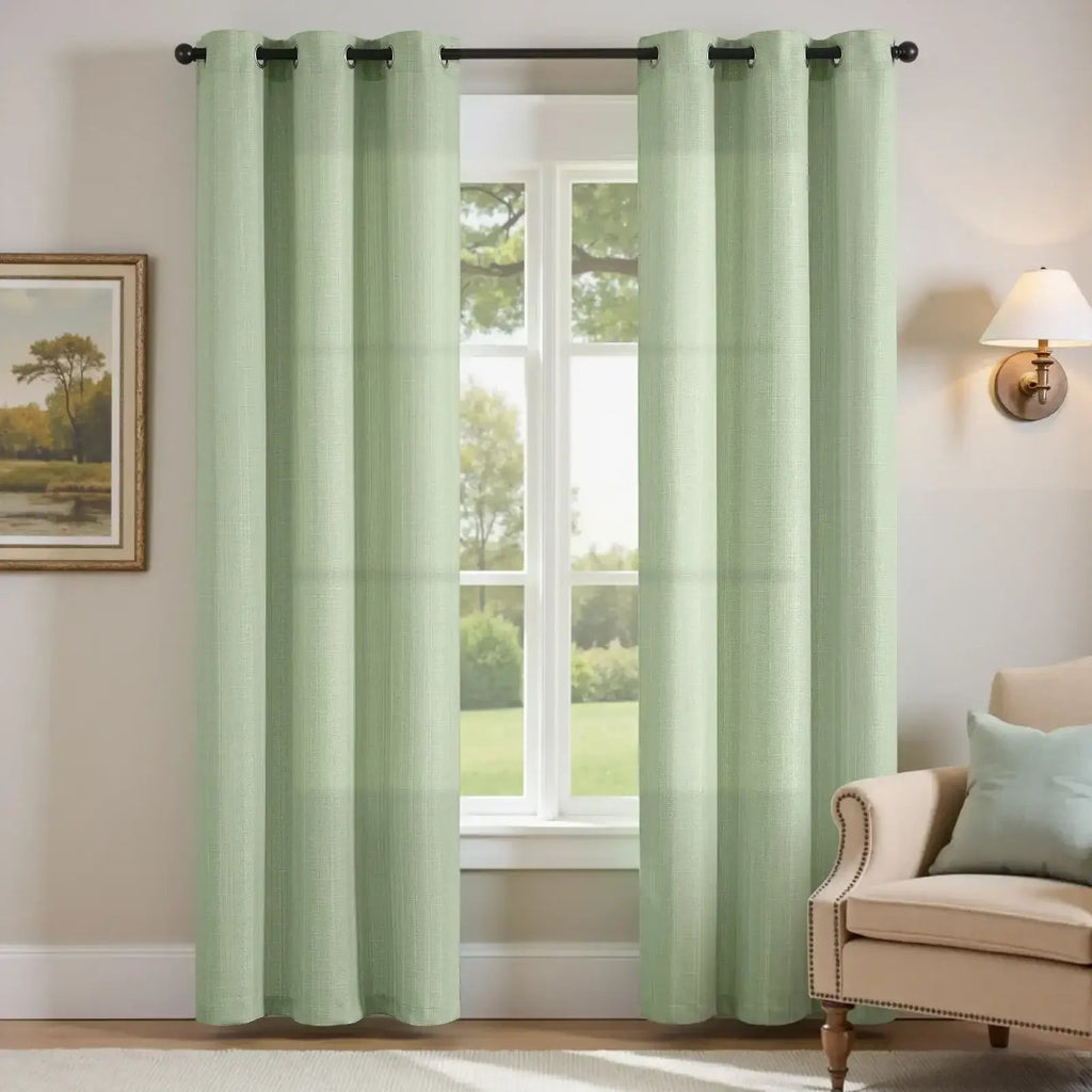 Window Curtain, Solid Linen Textured Grommet Curtains (2, Lightweight Design for Windows, Room Styling and Everyday Privacy image 21
