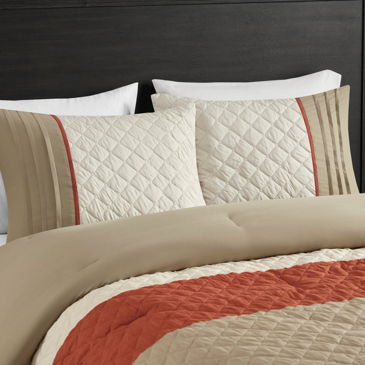 Bed Comforter, Jenson 7 Piece Color Block Stripe Set, Machine-Washable Care for Year-Round Bedroom Comfort and Restful Sleep image 21