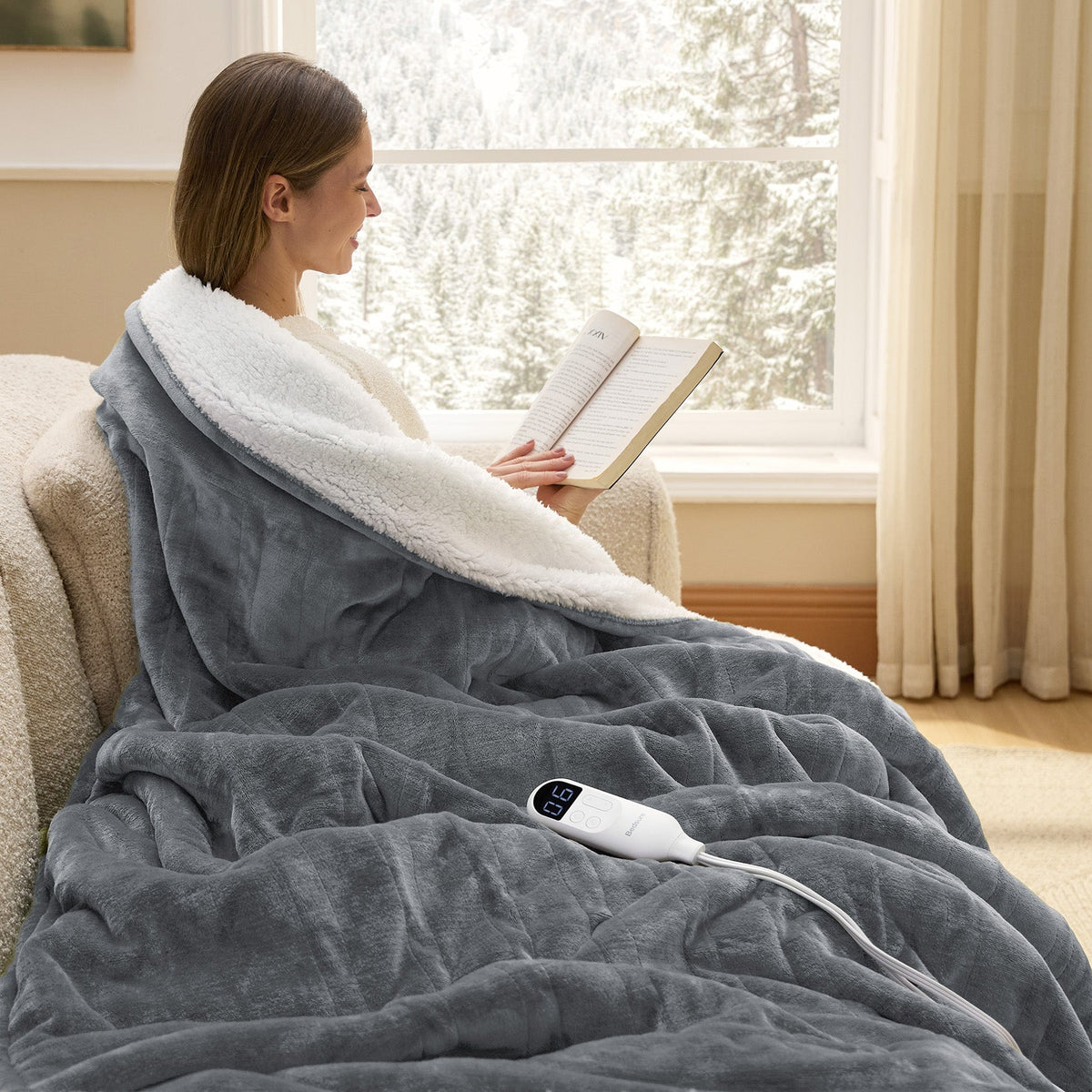 Cozy Throw Blanket, Solid Flannel Heated for Sofas, Beds and Relaxing at Home, 5 Sizes and 11 Colors image 21