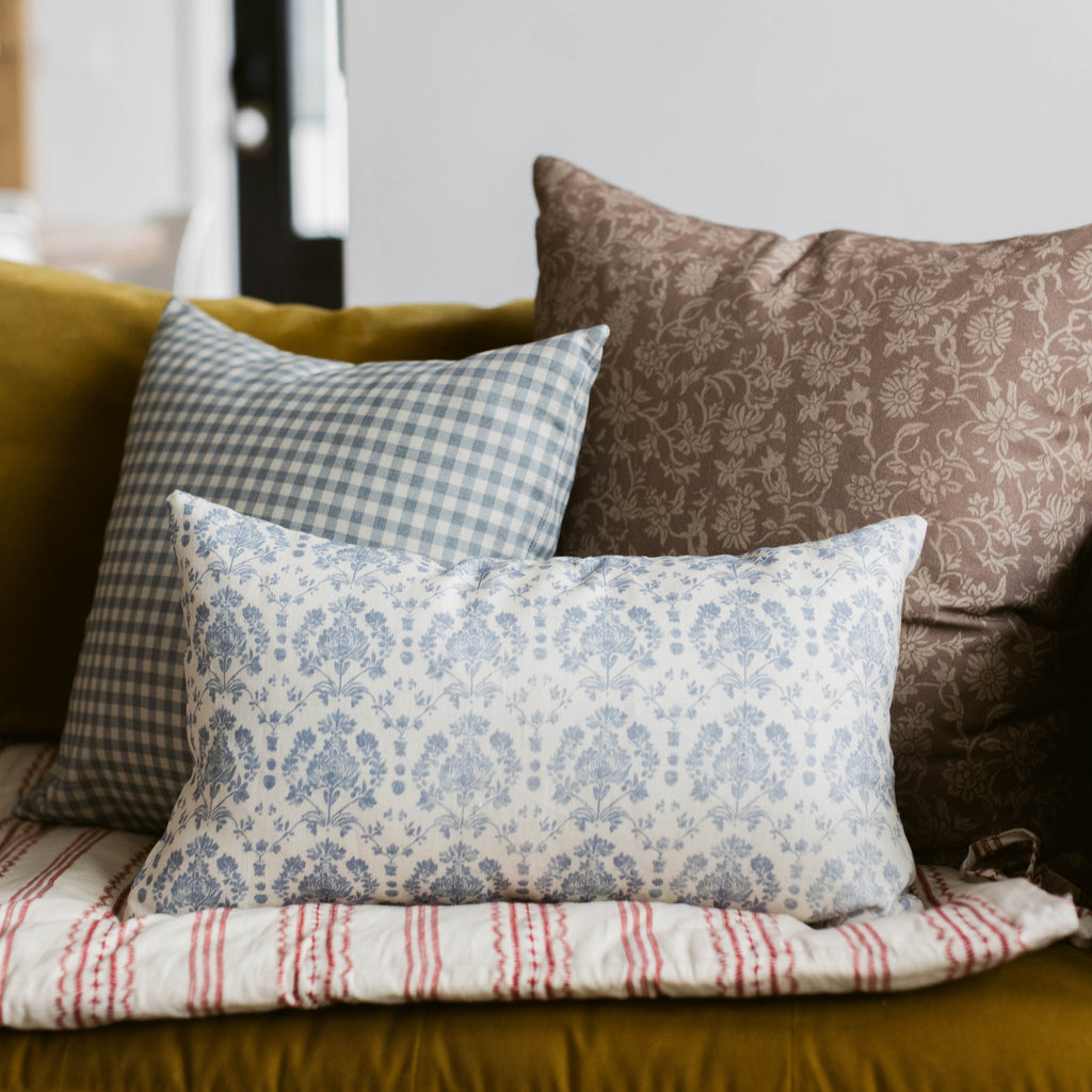 Decorative Pillow Cover Set, Dusty Blue Gingham 18" 20" 22" 26" 12x20", Machine-Washable Care for Sofas, Beds and Living Room Accents image 21