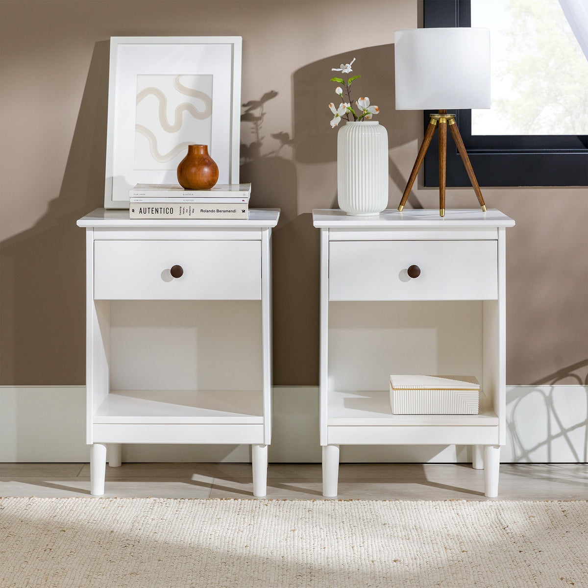 Nightstand, Spencer Solid Transitional Wood for Bedrooms, Bedside Essentials and Everyday Storage, 2 Size Options image 21