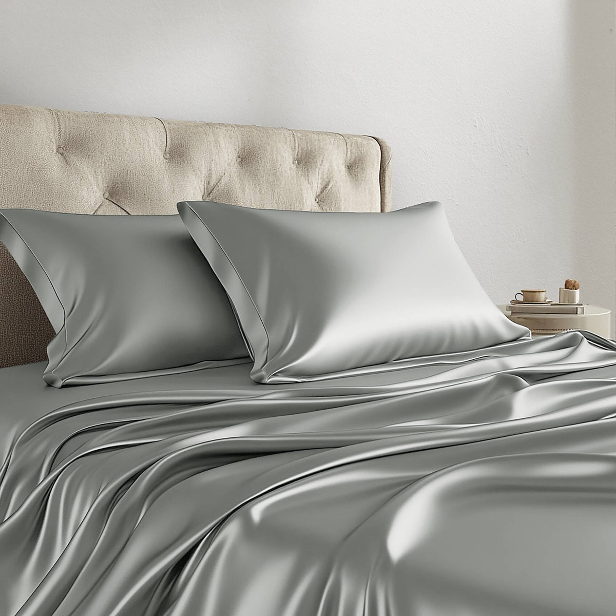 Bed Sheet Set, Satin for Master Bedrooms, Guest Beds and Daily Use, 6 Sizes and 12 Colors, Designed for Everyday Home Use image 21