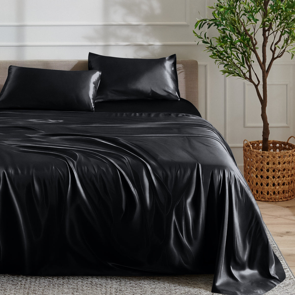 Bed Sheet Set, Satin for Everyday Bedroom Comfort and Guest Rooms, 7 Sizes and 6 Colors, Designed for Everyday Home Use image 21