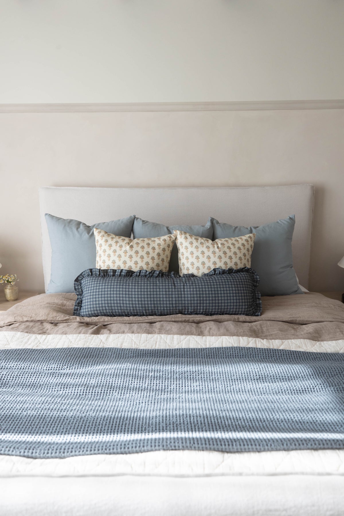Decorative Pillow Cover, Navy Gingham Ruffle 18" 22" 26" 12x20" 12x40", Machine-Washable Care for Sofas, Beds and Living Room Accents image 21