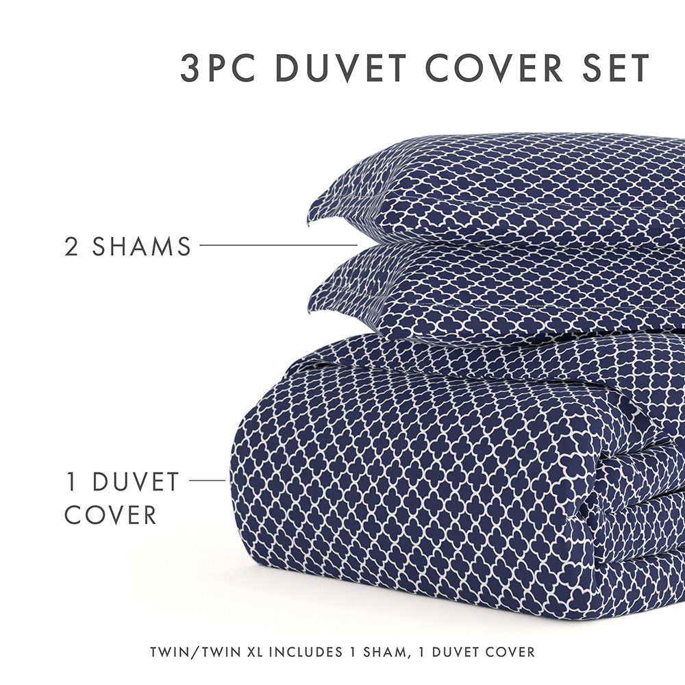 Duvet Cover Set, Quatrefoil Pattern 3 Piece for Bedroom Bedding Refresh and Everyday Comfort, 3 Sizes and 2 Colors image 21