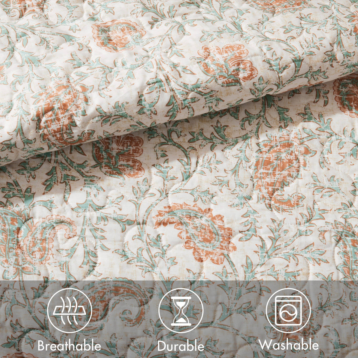 Cozy Throw Blanket, Dawn 6 Piece Cotton Percale Quilt Set, Machine-Washable Care for Sofas, Beds and Relaxing at Home, 2 Sizes and 5 Colors image 21