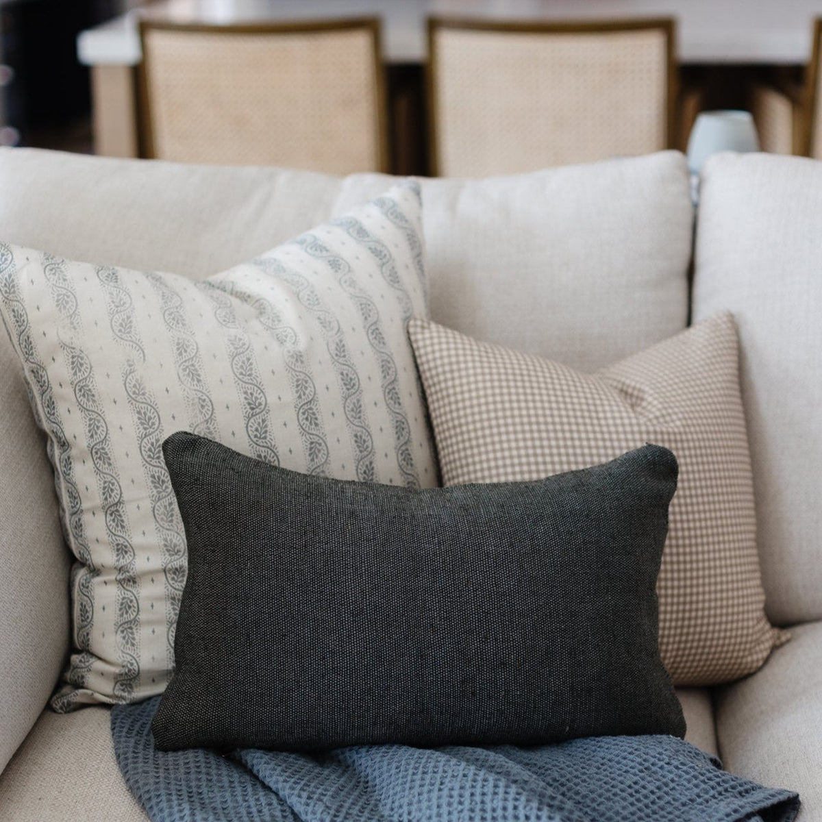 Decorative Pillow Cover, Mini Tan Gingham 18" 22" 26", Lightweight Design, Machine-Washable Care for Bedroom Styling and Living Room Decor image 21