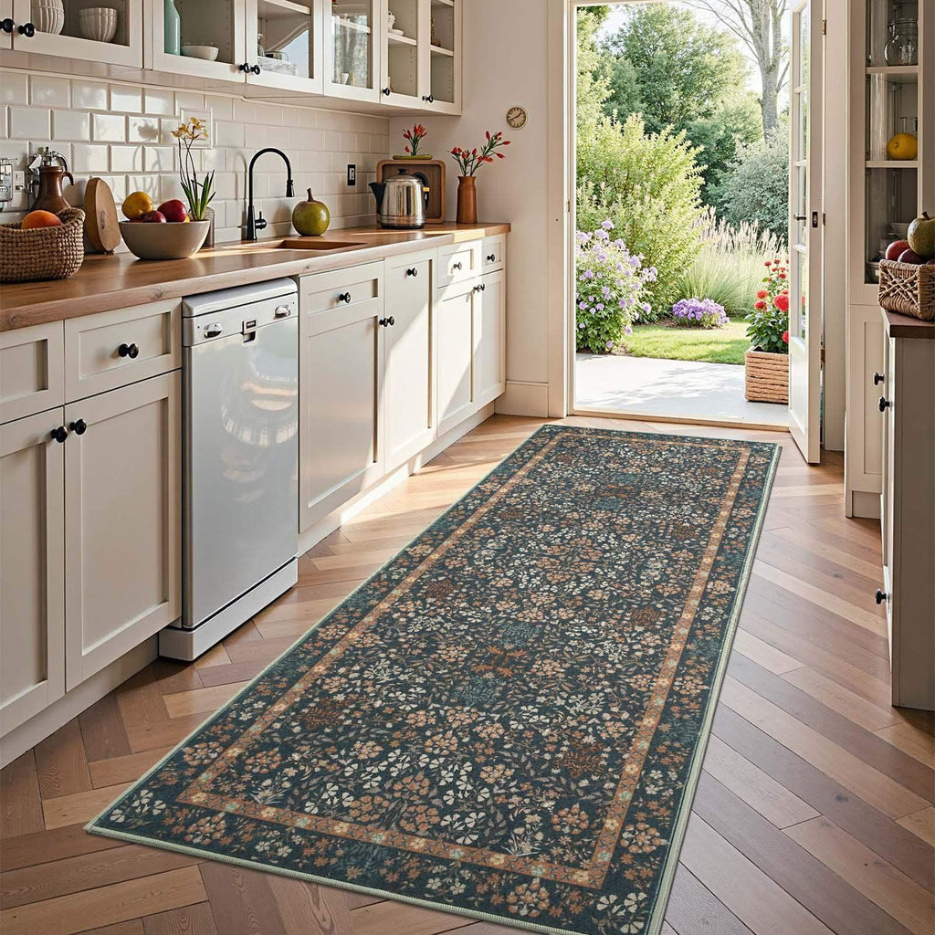 Area Rug, Vintage Foliage Floral, Lightweight Design, Non-Slip Design for Hallways, Dining Spaces and Home Decor, 19 Sizes and 4 Colors image 22