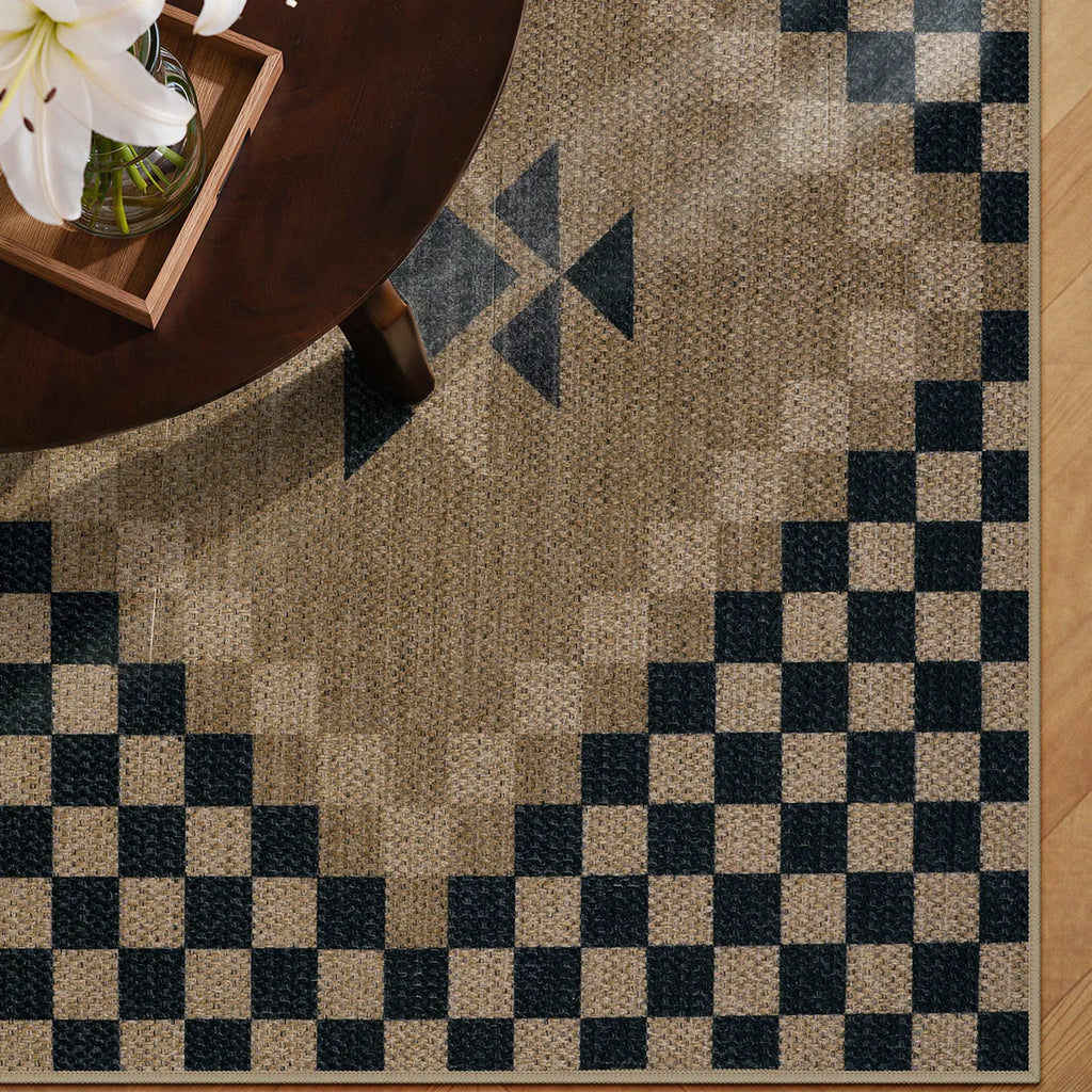 Area Rug, Lunette Washable Tribal Soft Easy Jute Black, Stain-Resistant Finish for Living Rooms, Bedrooms and Entryways, 3 Size Options image 22