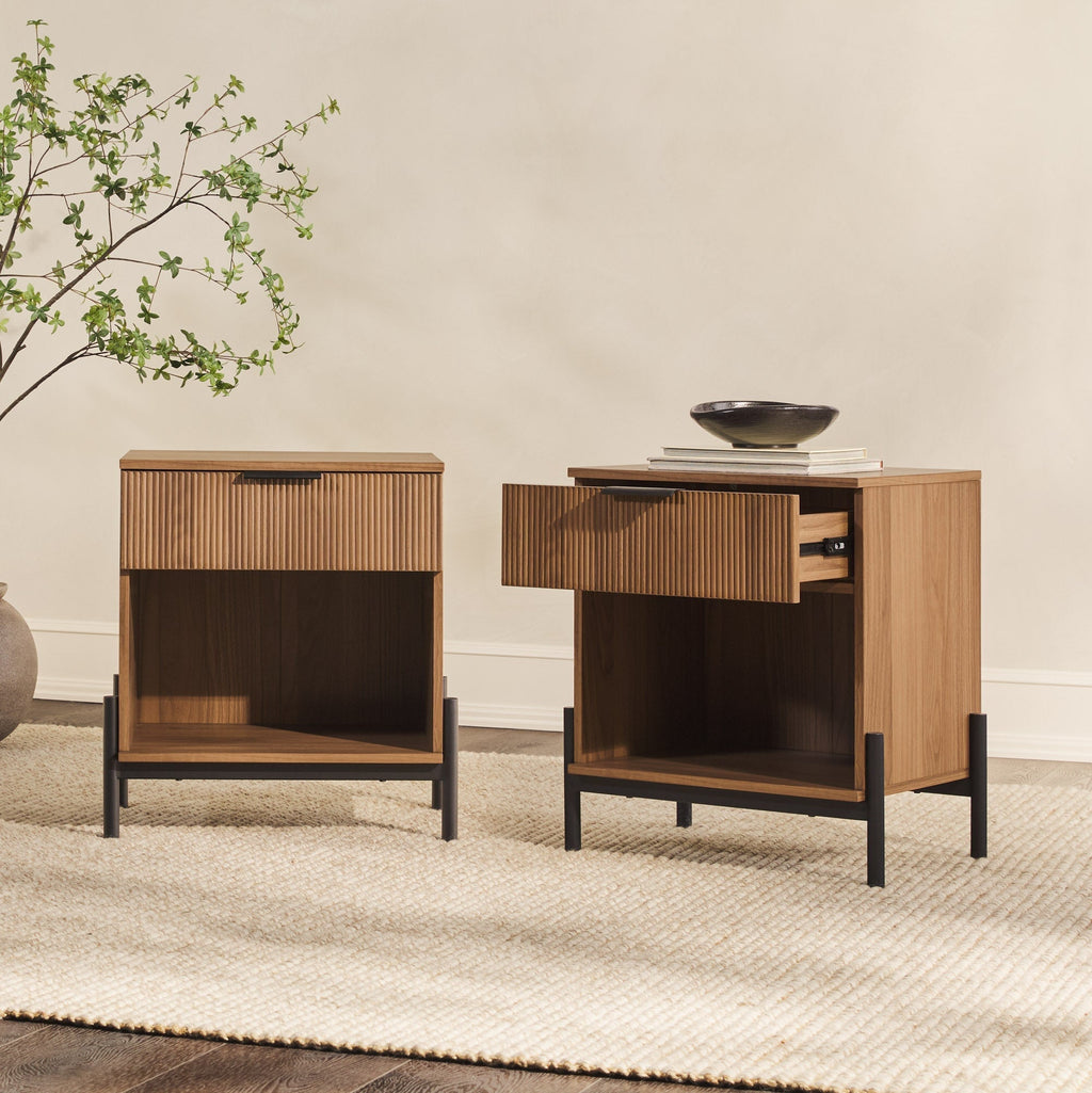Nightstand, Paris Modern Scandinavian Reeded for Bedside Storage, Bedroom Organization and Guest Rooms, 2 Sizes and 3 Colors image 22