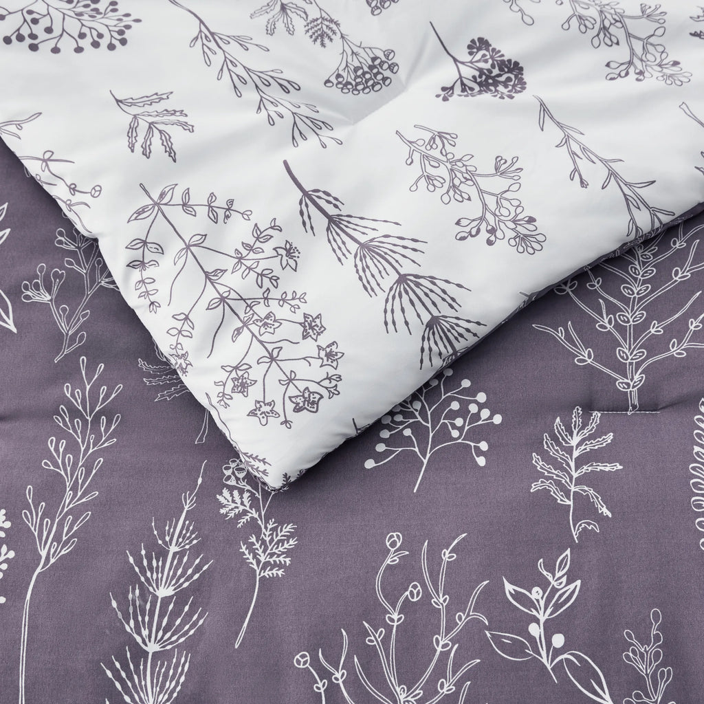 Down & Feather Comforter, Reversible Floral Print Set, Machine-Washable Care for Everyday Bedding and Comfortable Sleep image 22