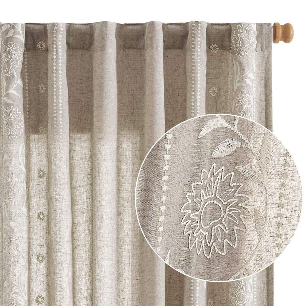 Window Curtain, Hydrangea Embroidered Linen Curtains (2 for Bedrooms, Living Rooms and Home Privacy, 6 Sizes and 6 Colors image 22