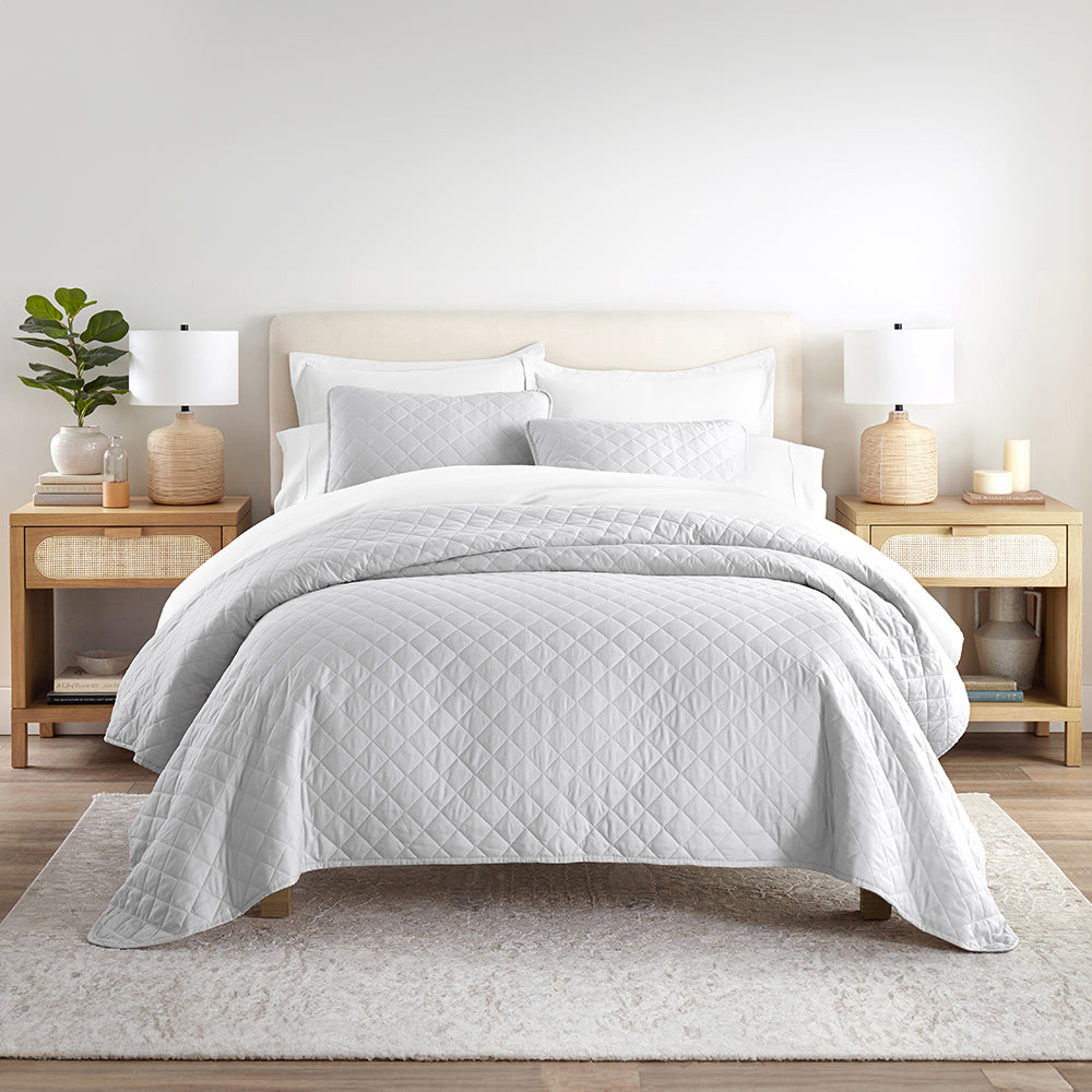 Bed Quilt, 3 Piece Diamond Stitch Quilted Coverlet Set for Guest Beds and Layered Bedroom Styling, 3 Sizes and 6 Colors image 22