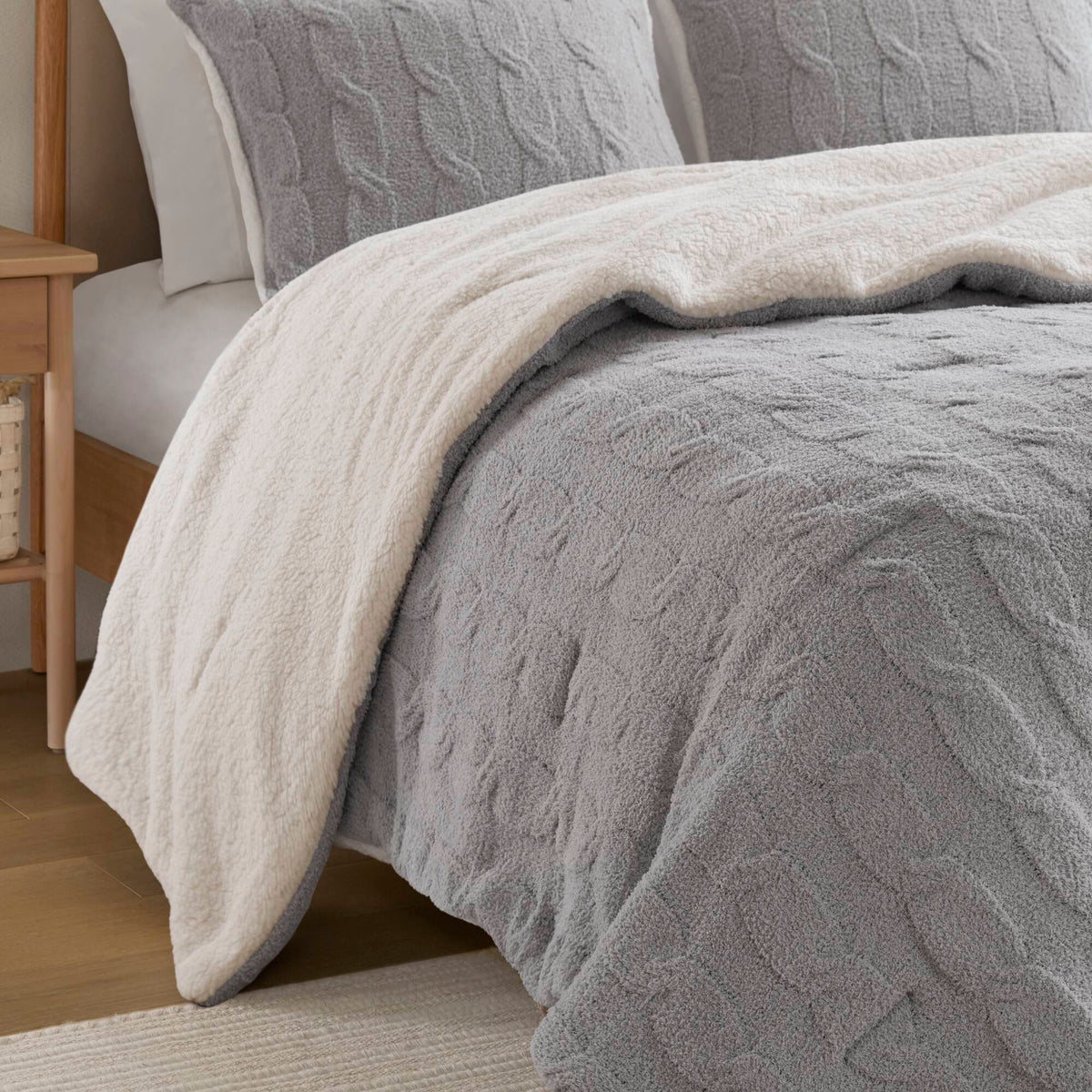Bed Comforter, Riordan Waffle Knit Chenille Set, Machine-Washable Care for Everyday Bedding and Comfortable Sleep, 3 Sizes and 4 Colors image 22