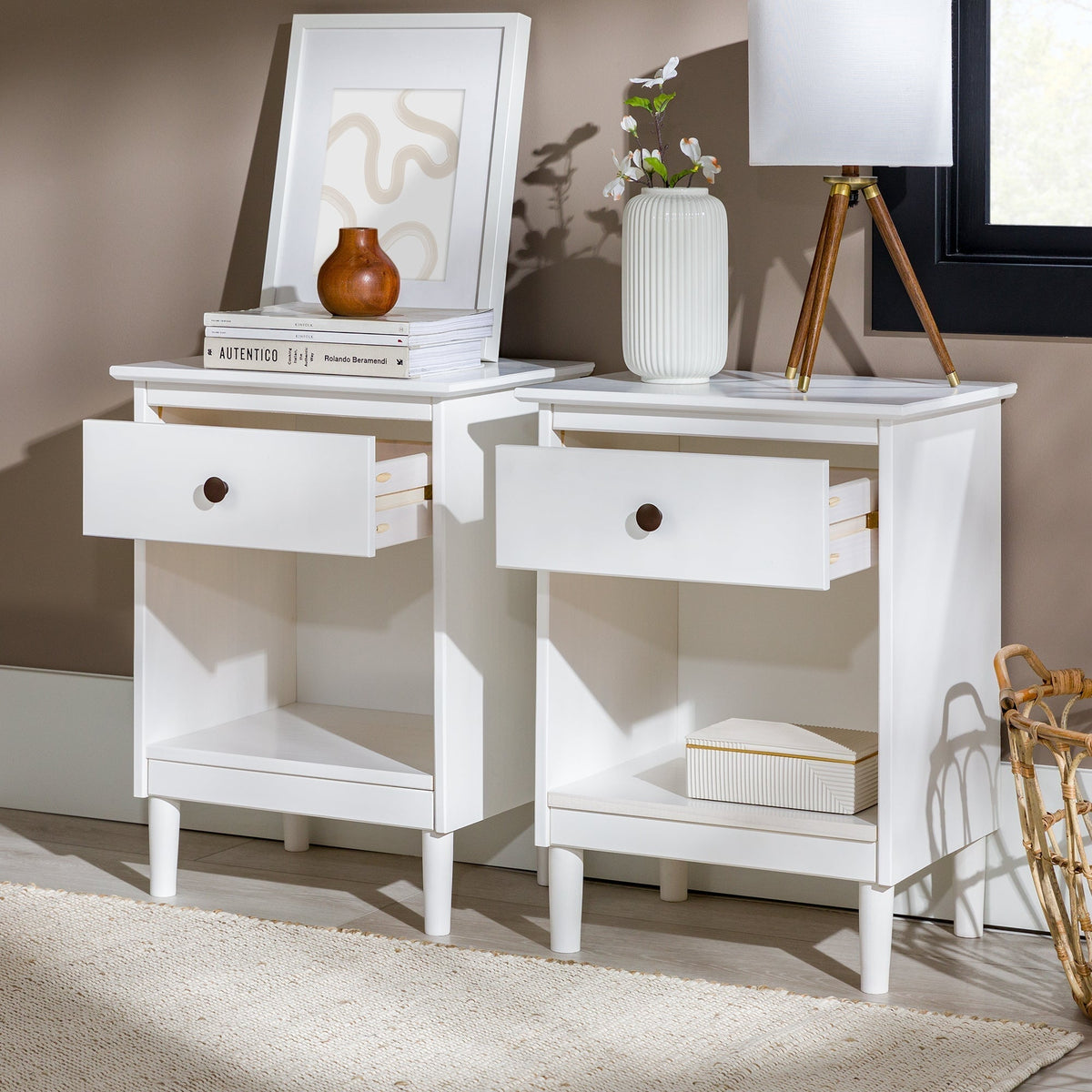 Nightstand, Spencer Solid Transitional Wood for Bedrooms, Bedside Essentials and Everyday Storage, 2 Size Options image 22