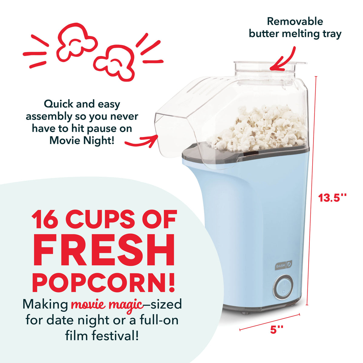 Stovetop Popcorn Popper, Fresh Pop Maker, Non-Slip Design for Stovetop Popping, Family Treats and Home Kitchens, 6 Color Options image 22