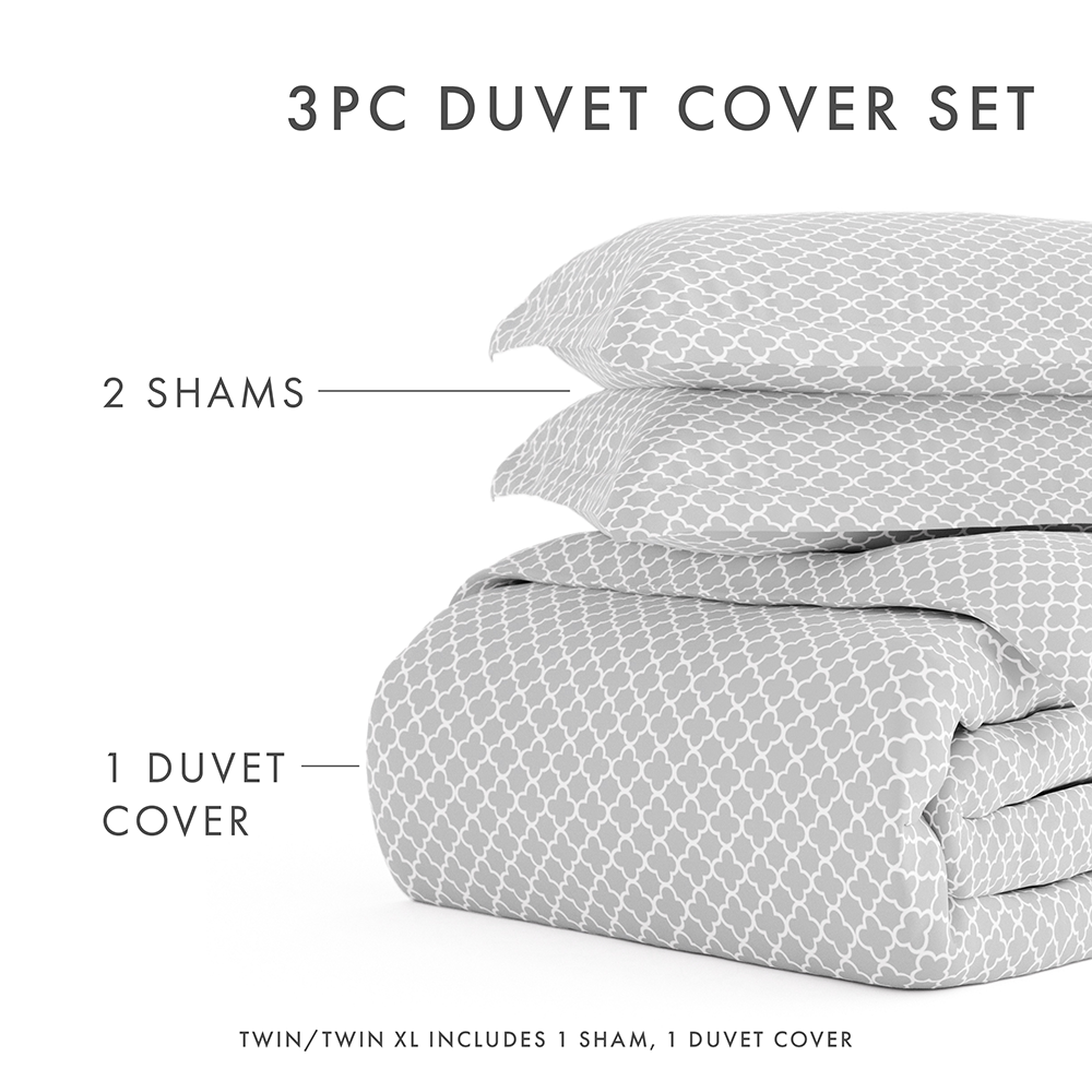 Duvet Cover Set, Quatrefoil Pattern 3 Piece for Bedroom Bedding Refresh and Everyday Comfort, 3 Sizes and 2 Colors image 22