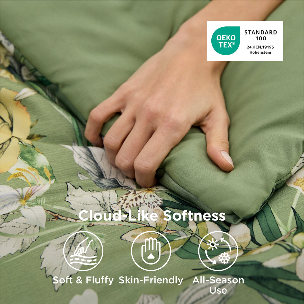 Bed Comforter, Retro Botanical Set for Everyday Bedding and Comfortable Sleep, 4 Sizes and 9 Colors image 22