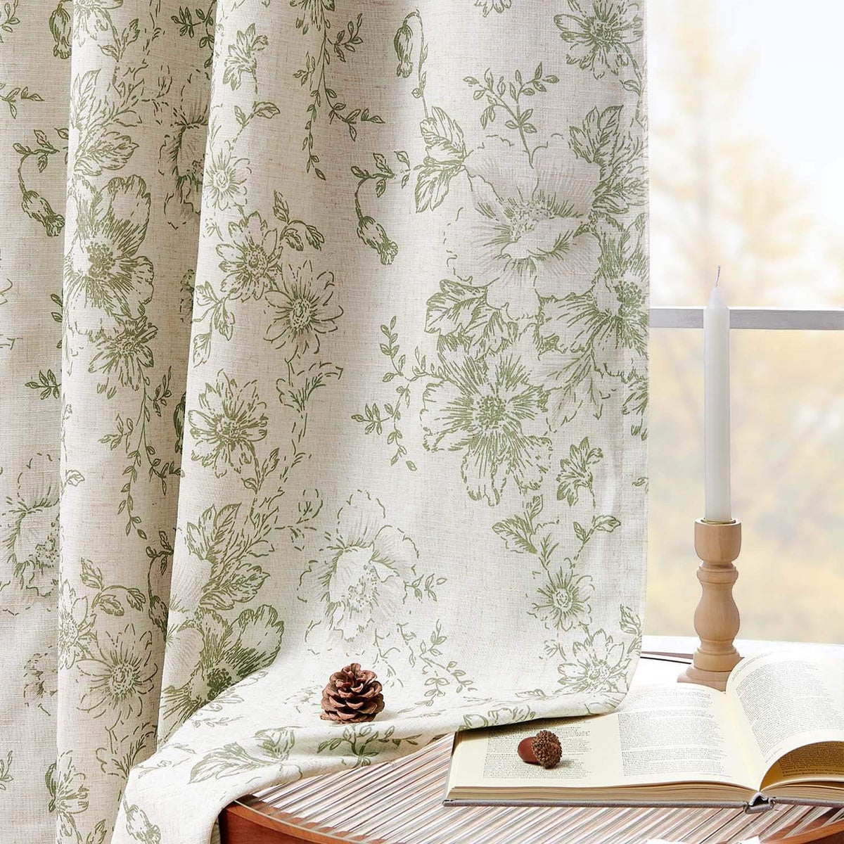 Window Curtain, Floral Butterfly Linen Blend Lined Curtains (2 for Windows, Room Styling and Everyday Privacy, 3 Sizes and 5 Colors image 22