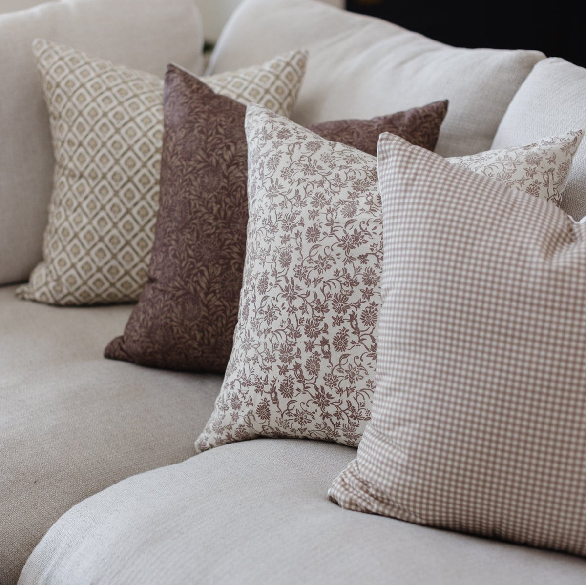 Decorative Pillow Cover, Mini Tan Gingham 18" 22" 26", Lightweight Design, Machine-Washable Care for Bedroom Styling and Living Room Decor image 22