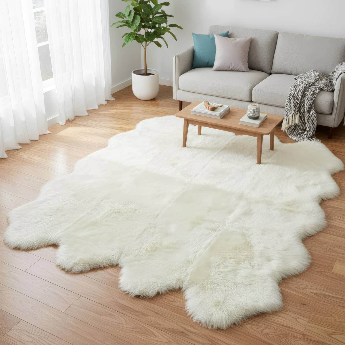 Area Rug, Genuine Sheepskin Fluffy Soft Pile Shaggy 100% for Hallways, Dining Spaces and Home Decor, 5 Size Options image 22
