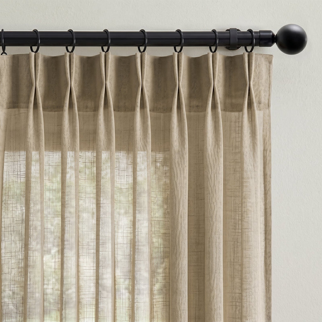 Window Curtain, Pinch Pleat Linen Blend Curtains (2 Panels) for Windows, Room Styling and Everyday Privacy, 4 Sizes and 5 Colors image 22
