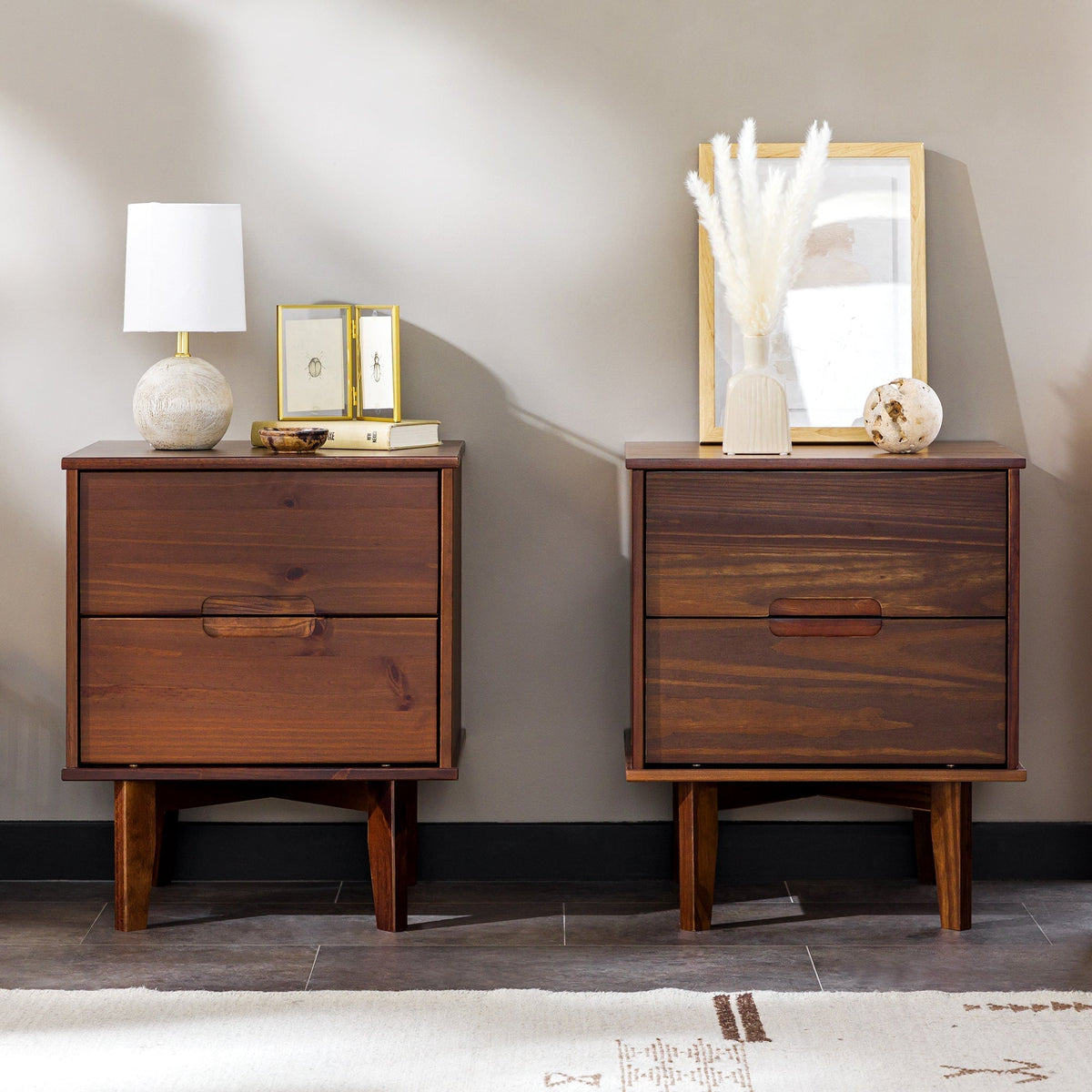 Nightstand, Sloane Mid Century Modern Solid Wood, Lightweight Design for Bedside Storage, Bedroom Organization and Guest Rooms image 22