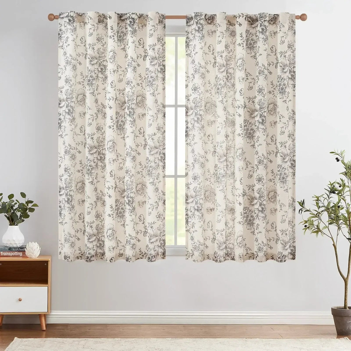 Window Curtain, Peony Print Linen Blend 3 in 1 Curtains (2, Machine-Washable Care for Bedrooms, Living Rooms and Home Privacy image 22