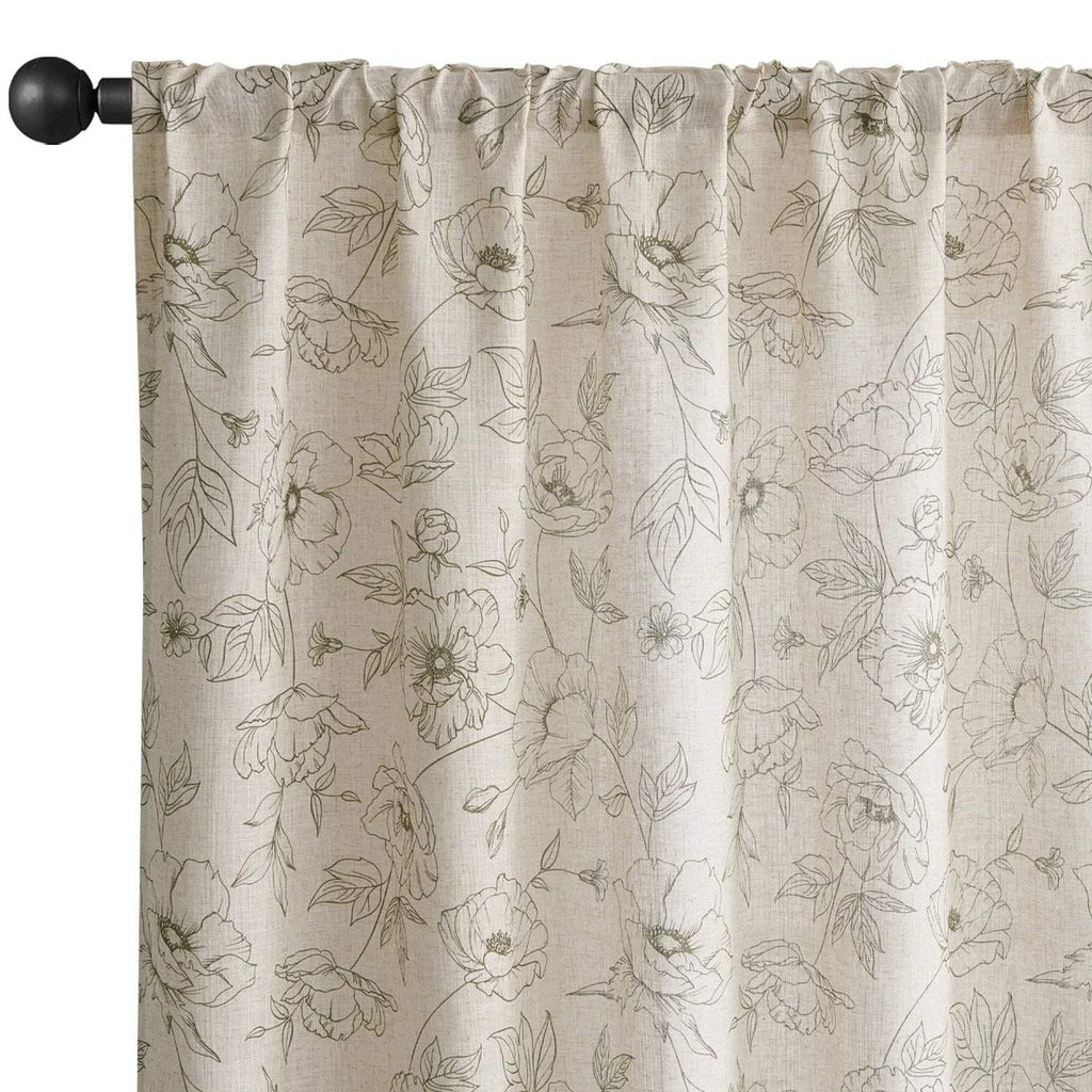 Window Curtain, Floral Linen Curtains (2 Panels), Lightweight Design for Windows, Room Styling and Everyday Privacy, 3 Sizes and 5 Colors image 22