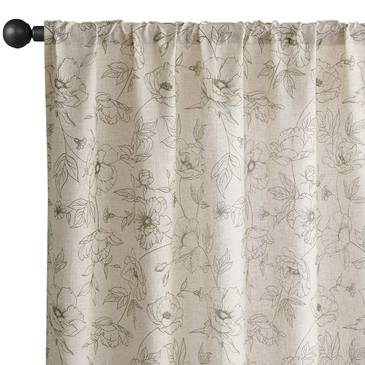 Window Curtain, Floral Linen Curtains (2 Panels), Lightweight Design for Windows, Room Styling and Everyday Privacy, 3 Sizes and 5 Colors image 22