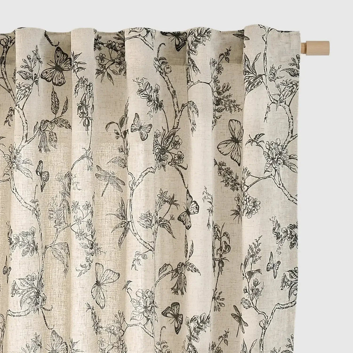 Window Curtain, Modern Toile Floral & Insect Linen Curtains (2, Lightweight Design for Windows, Room Styling and Everyday Privacy image 22
