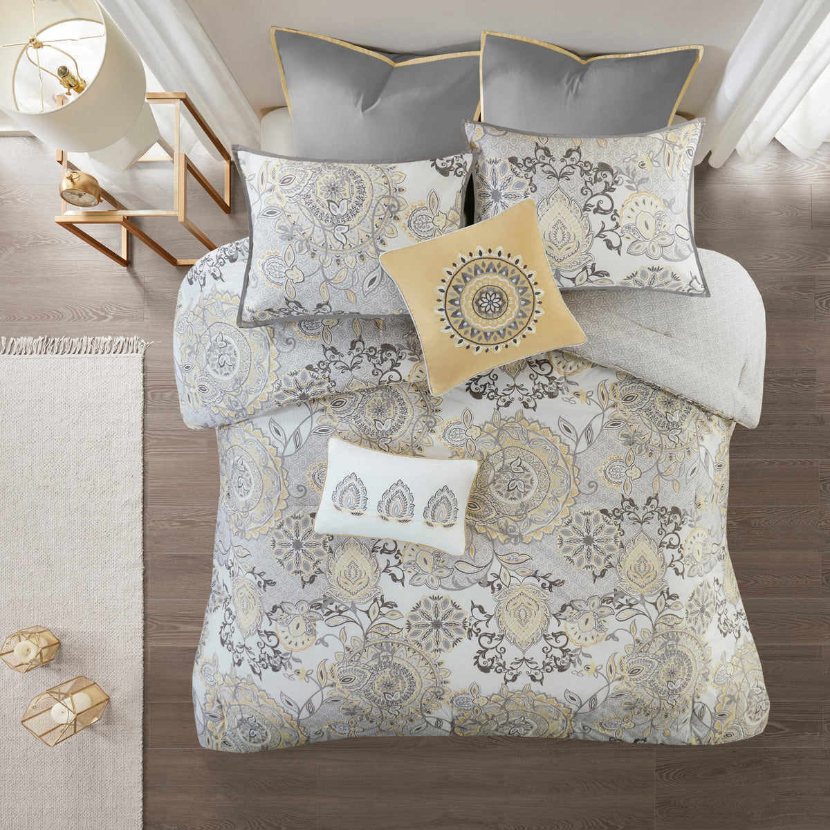Bed Comforter, Isla 8 Piece Cotton Floral Printed Reversible, Machine-Washable Care for Year-Round Bedroom Comfort and Restful Sleep image 23