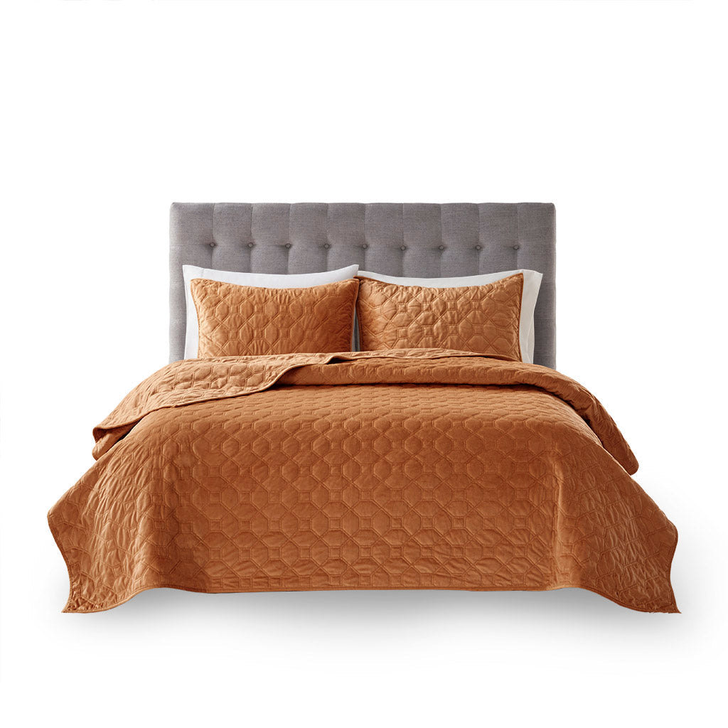 Cozy Throw Blanket, Harper 3 Piece Velvet Quilt Set, Machine-Washable Care for Sofas, Beds and Relaxing at Home, 2 Sizes and 7 Colors image 23
