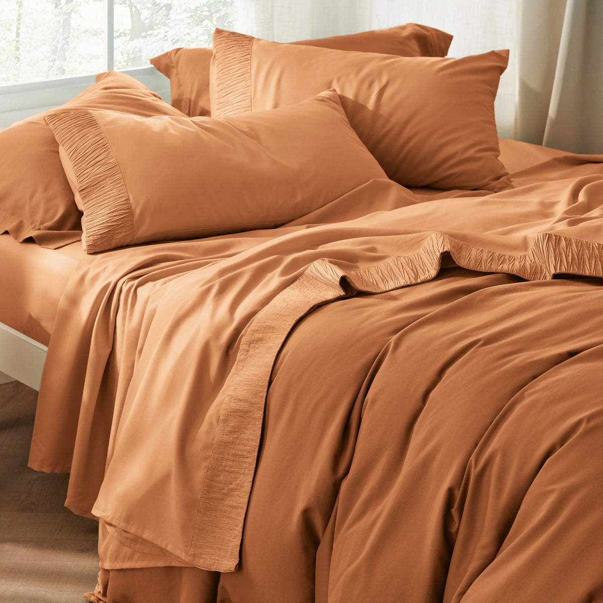 Bed Sheet Set, Ruched, Cooling Comfort, Breathable Construction for Master Bedrooms, Guest Beds and Daily Use, 7 Sizes and 14 Colors image 23
