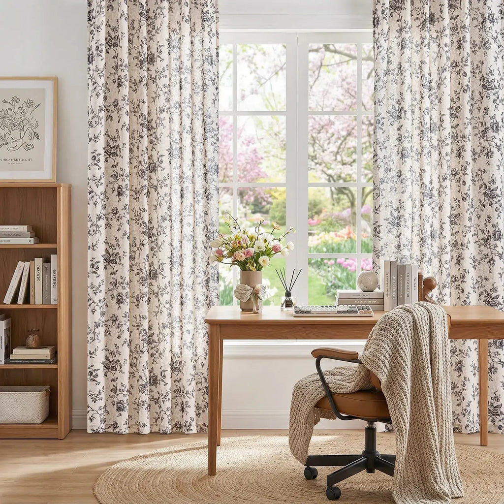 Window Curtain, Amelie Floral Linen Blend Curtains (2 Panels), Machine-Washable Care for Bedrooms, Living Rooms and Home Privacy image 23