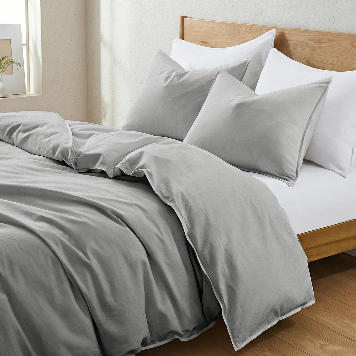 Duvet Cover Set, Linen Cotton Blend, Breathable Construction, Machine-Washable Care for Bedroom Bedding Refresh and Everyday Comfort image 23