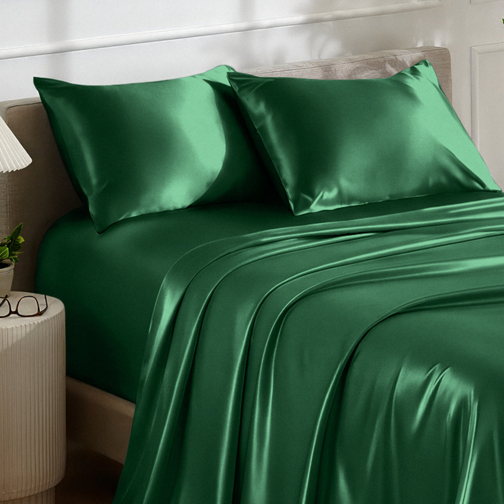 Bed Sheet Set, Satin for Everyday Bedroom Comfort and Guest Rooms, 7 Sizes and 6 Colors, Designed for Everyday Home Use image 23