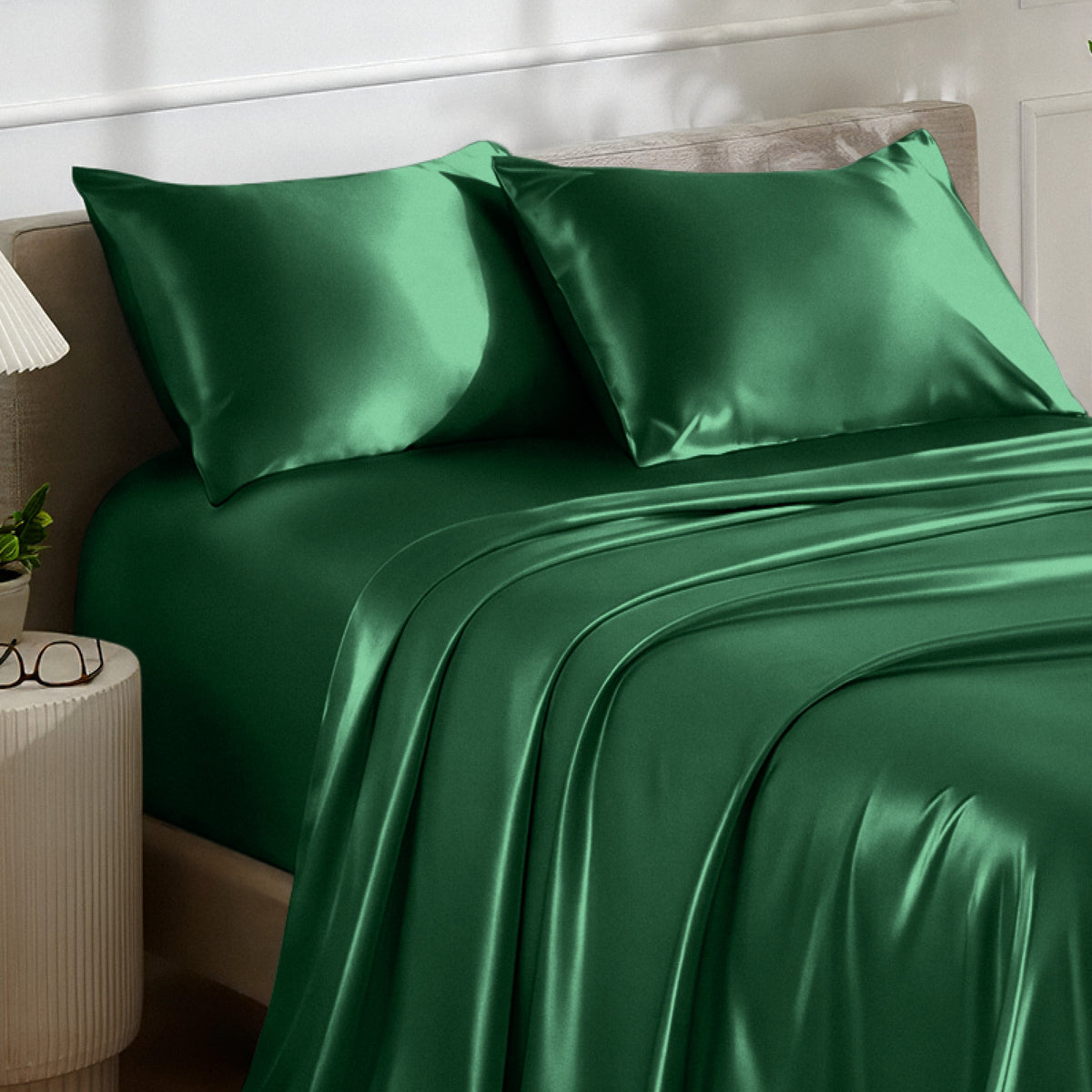 Bed Sheet Set, Satin for Everyday Bedroom Comfort and Guest Rooms, 7 Sizes and 6 Colors, Designed for Everyday Home Use image 23