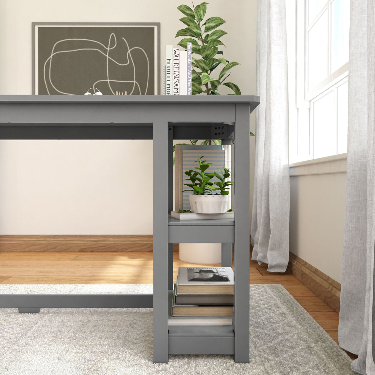 Computer Desk, 55", Solid Wood Construction for Home Offices, Computer Work and Study Spaces, 3 Color Options image 23