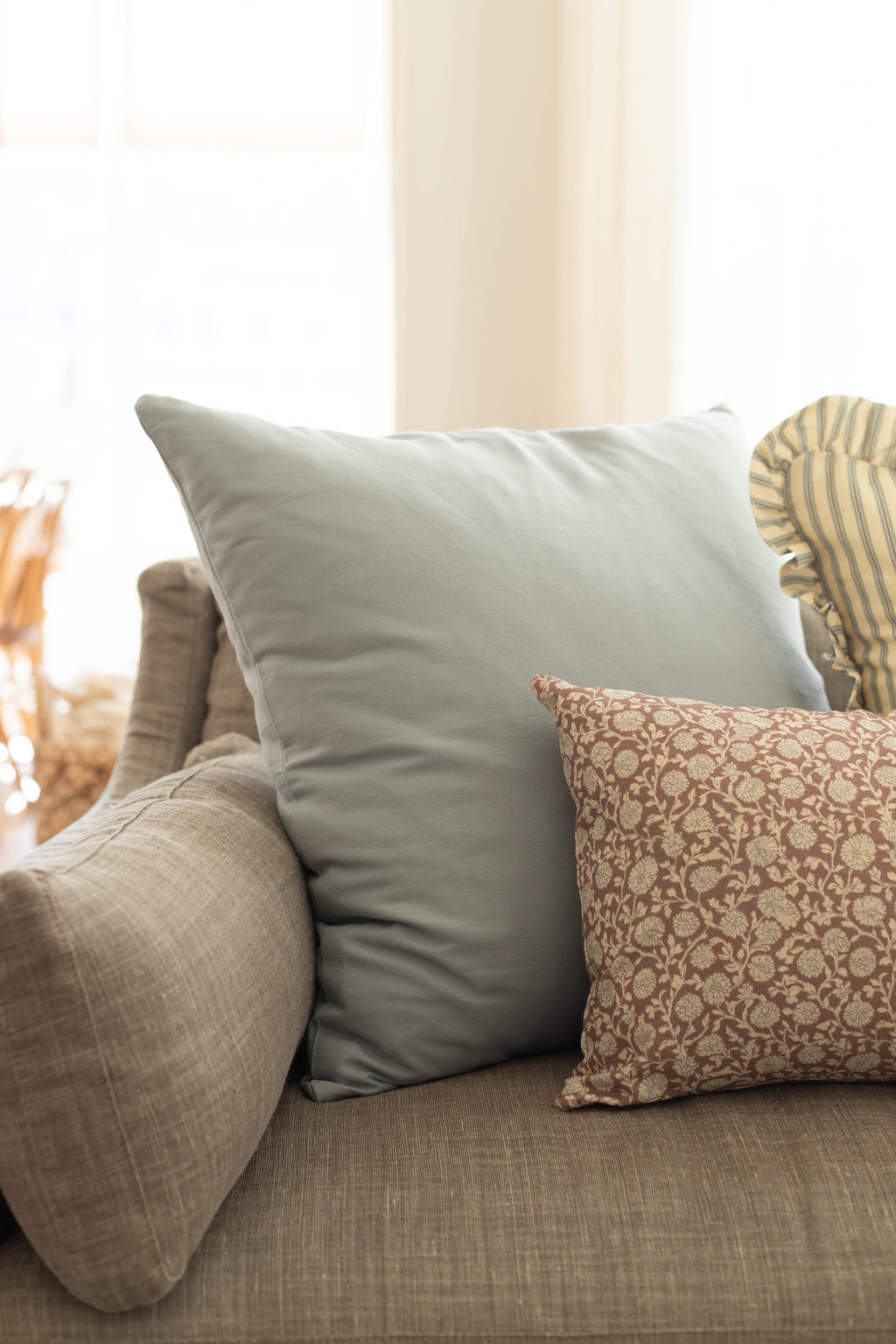Decorative Pillow Cover Set, Dusty Blue Basics 18" 22" 26" 12x20" 12x40", Machine-Washable Care for Sofas, Beds and Living Room Accents image 23