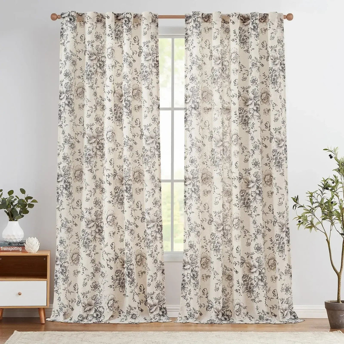 Window Curtain, Peony Print Linen Blend 3 in 1 Curtains (2, Machine-Washable Care for Bedrooms, Living Rooms and Home Privacy image 23