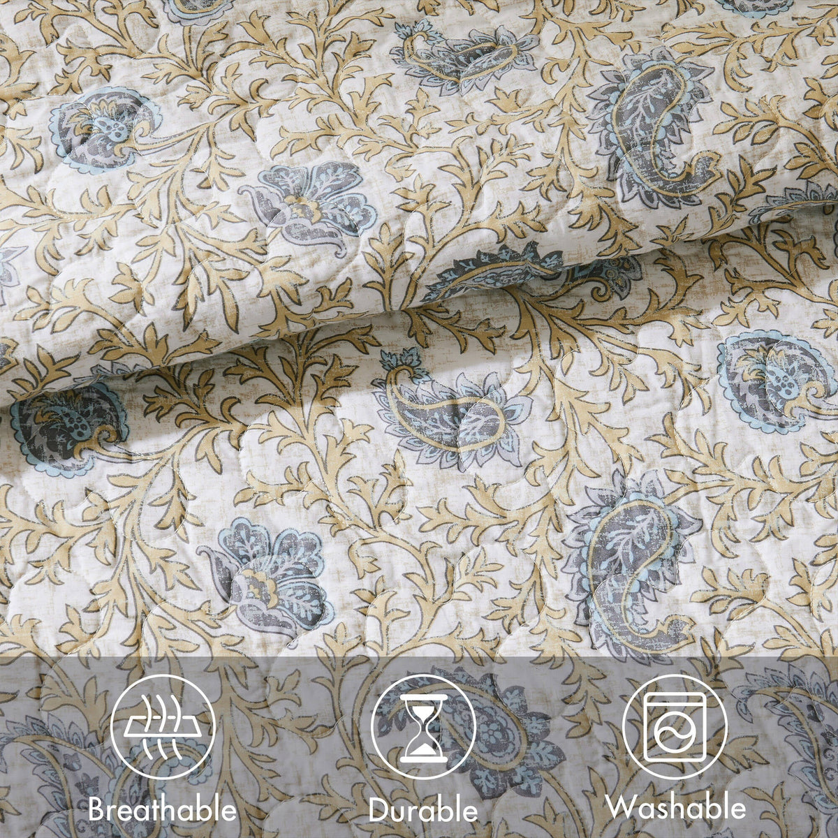 Cozy Throw Blanket, Dawn 6 Piece Cotton Percale Quilt Set, Machine-Washable Care for Sofas, Beds and Relaxing at Home, 2 Sizes and 5 Colors image 23