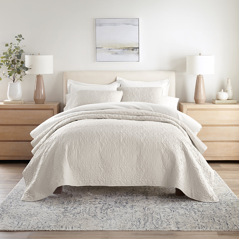 Bed Quilt, 3 Piece Floral Stitch Quilted Coverlet Set for Bedroom Layering and Everyday Bedding, 3 Sizes and 6 Colors image 23