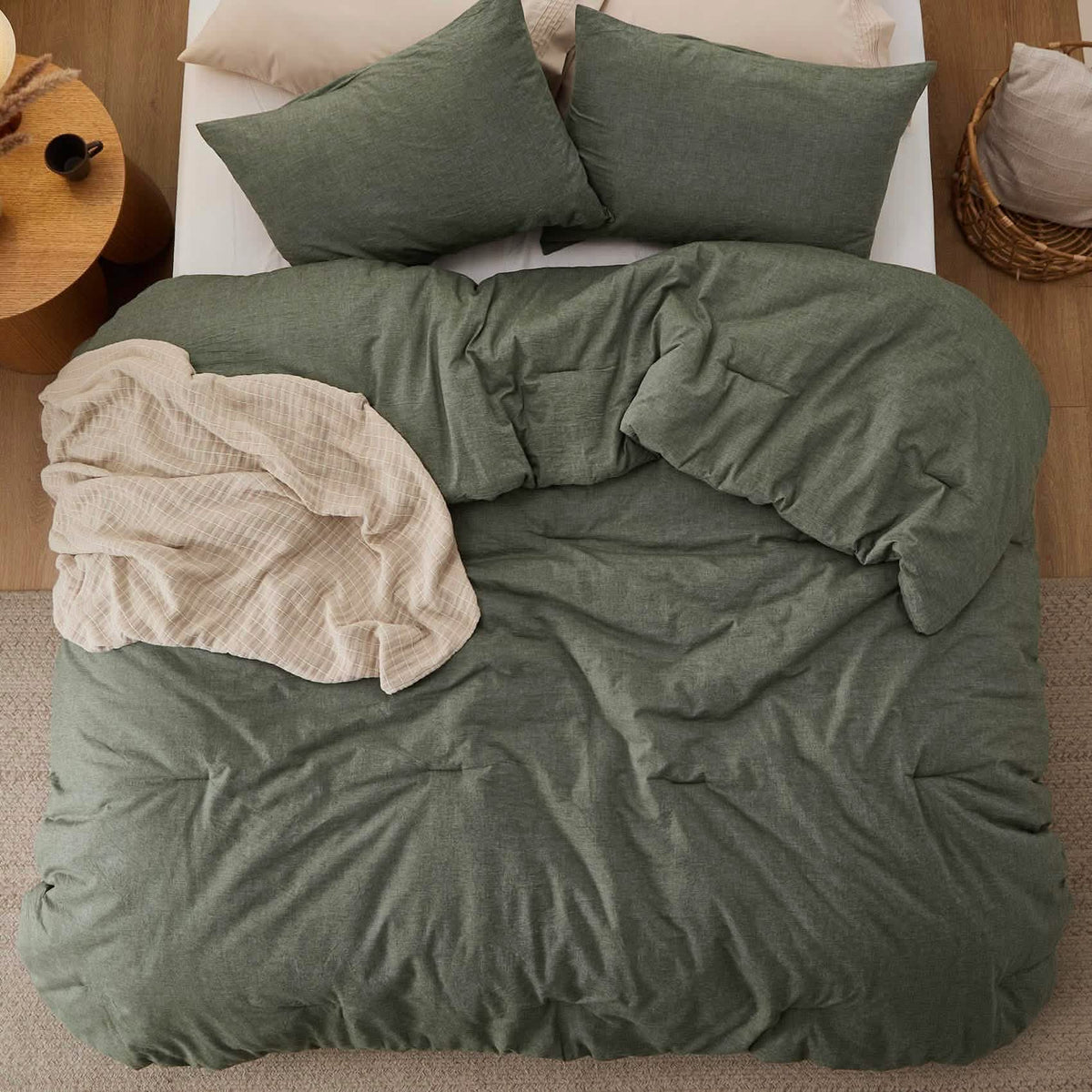 Bed Comforter, Prewashed Cotton Set for Year-Round Bedroom Comfort and Restful Sleep, 5 Sizes and 12 Colors image 23