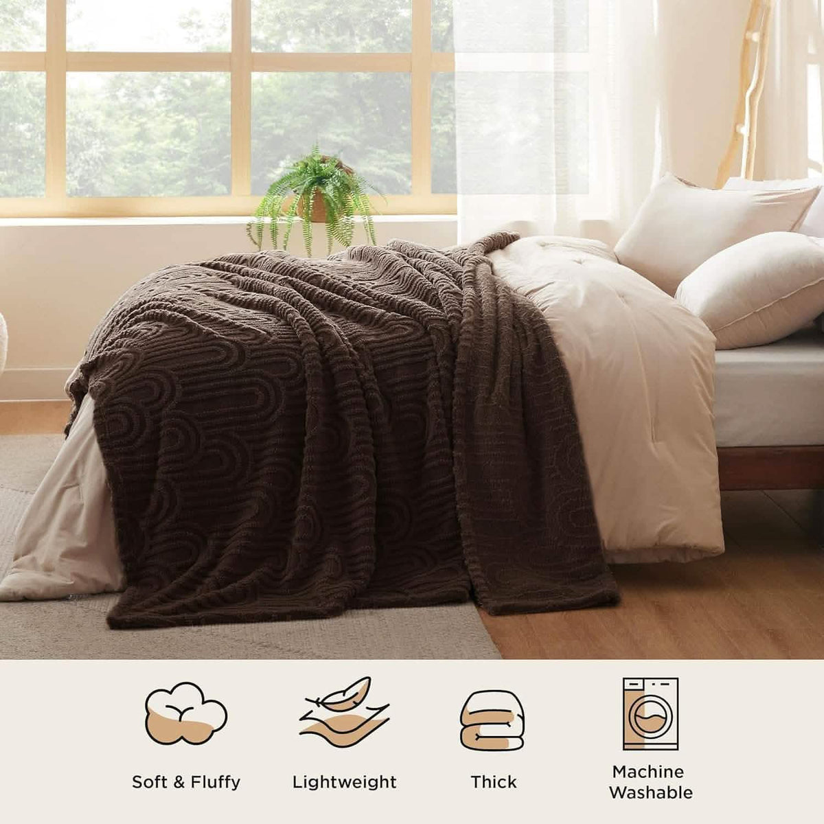 Cozy Throw Blanket, Arch Shaggy Sherpa Fleece, Lightweight Design, Machine-Washable Care for Living Rooms, Bedrooms and Everyday Lounging image 23